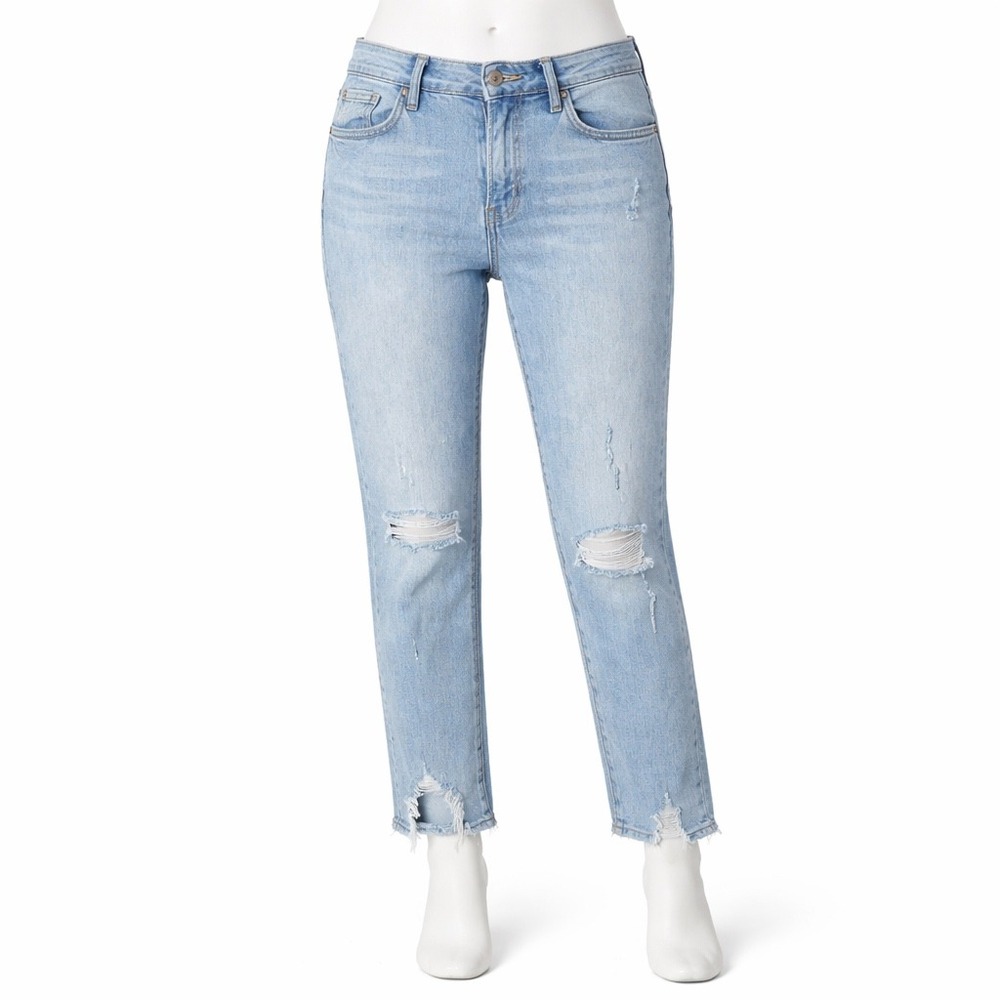 AGOLDE Sophie Crop Vertigo Jeans Women 4 27 Light Blue Destroyed Distressed Hem‎